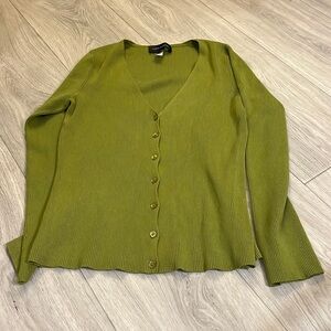 Cable & Gauge Ribbed Sage Green Cardigan Sz M